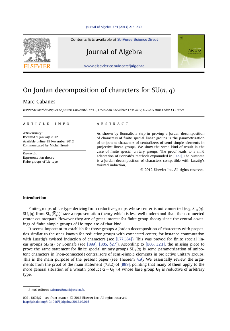 On Jordan decomposition of characters for SU(n,q)