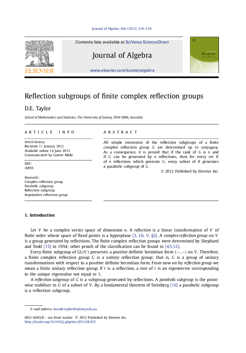 Reflection subgroups of finite complex reflection groups