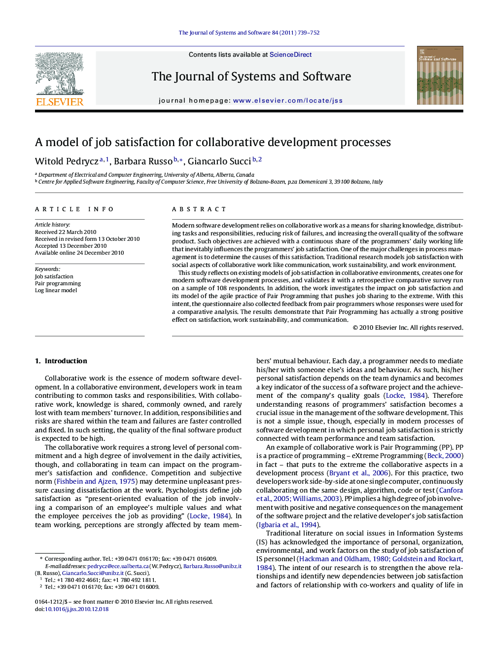 A model of job satisfaction for collaborative development processes