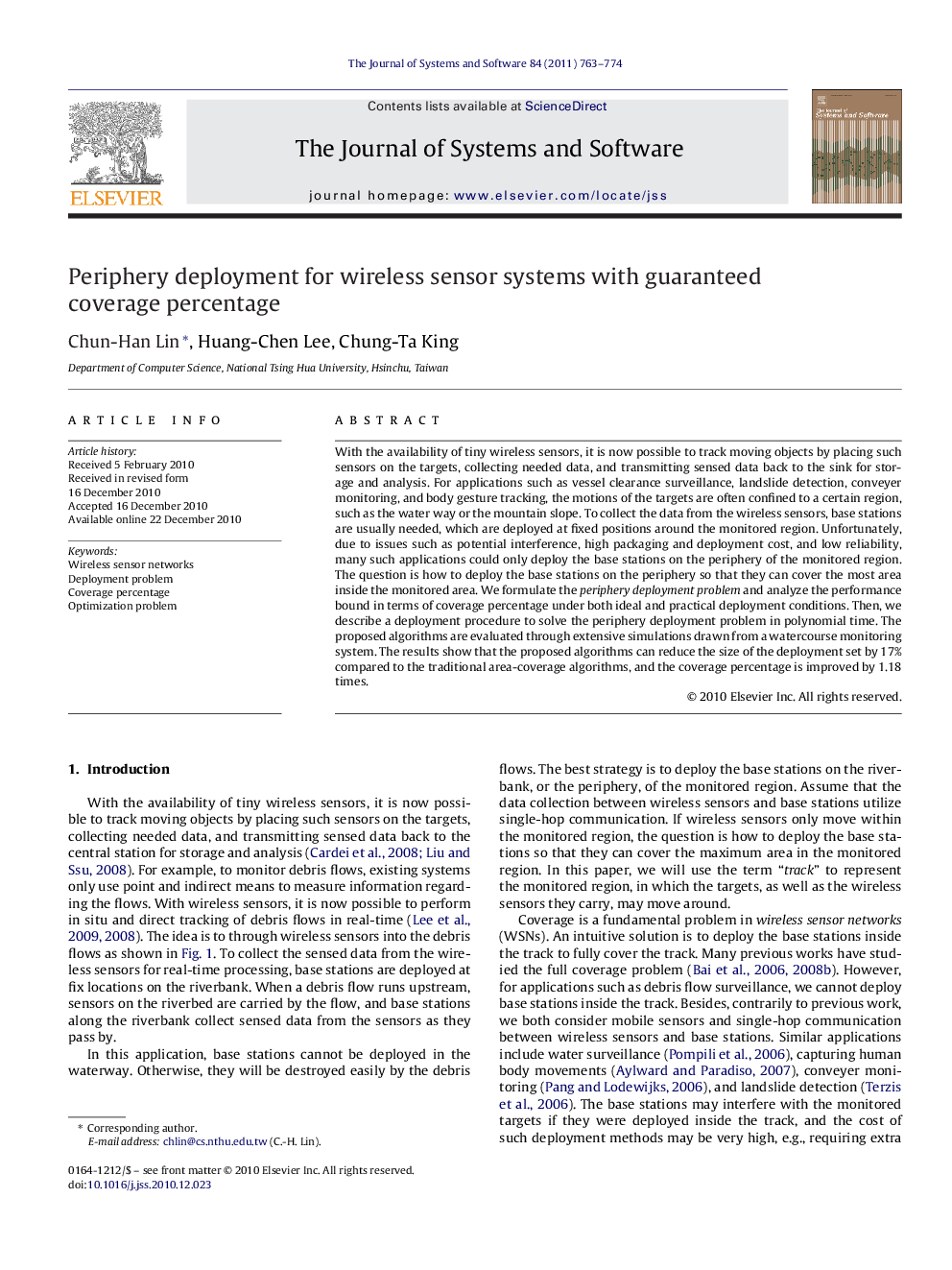 Periphery deployment for wireless sensor systems with guaranteed coverage percentage