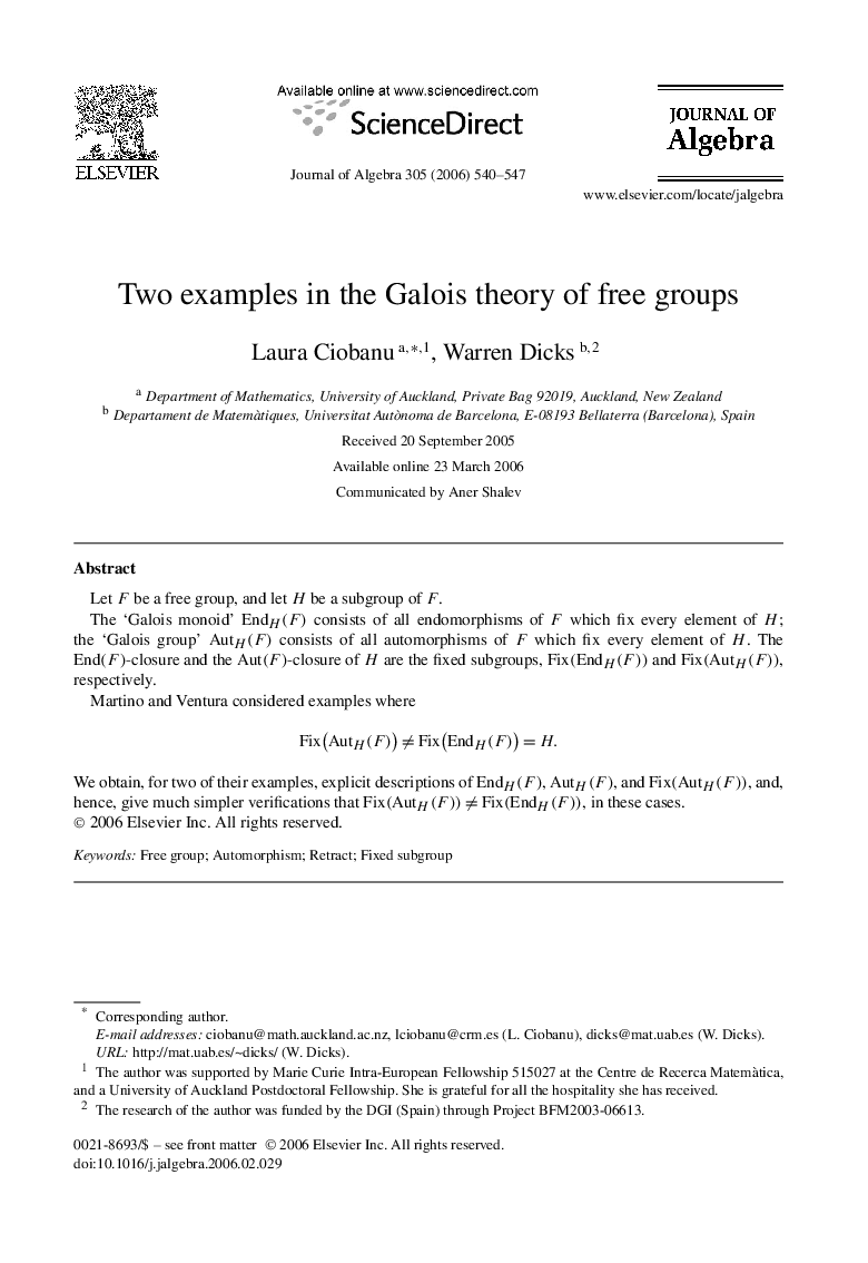 Two examples in the Galois theory of free groups