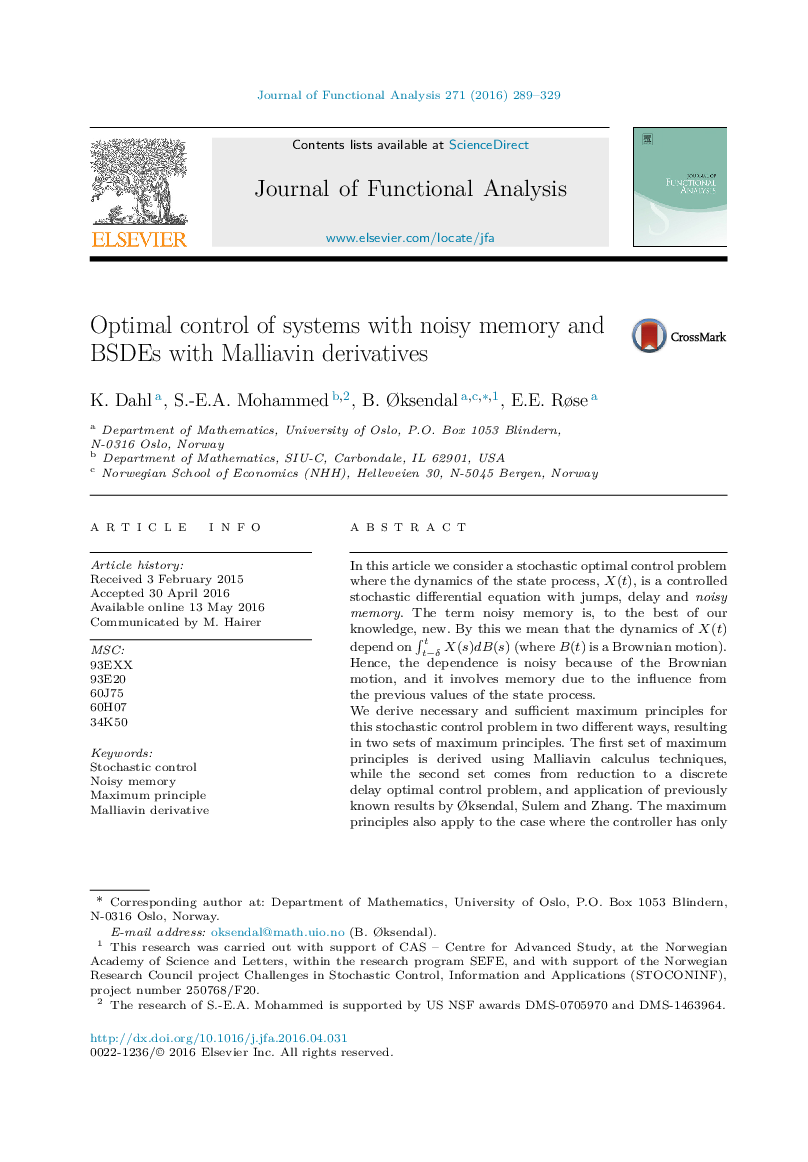 Optimal control of systems with noisy memory and BSDEs with Malliavin derivatives