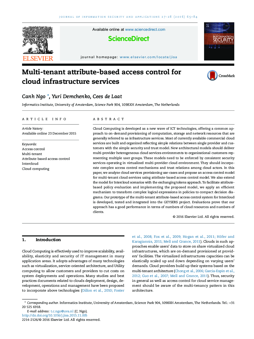 Multi-tenant attribute-based access control for cloud infrastructure services