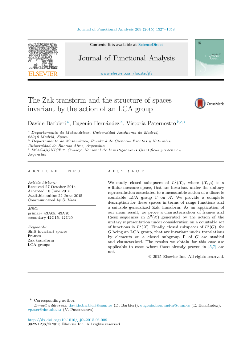 The Zak transform and the structure of spaces invariant by the action of an LCA group