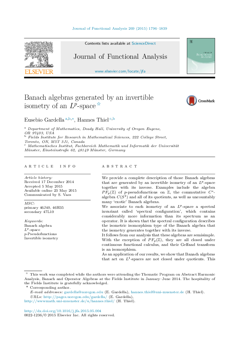 Banach algebras generated by an invertible isometry of an LpLp-space 