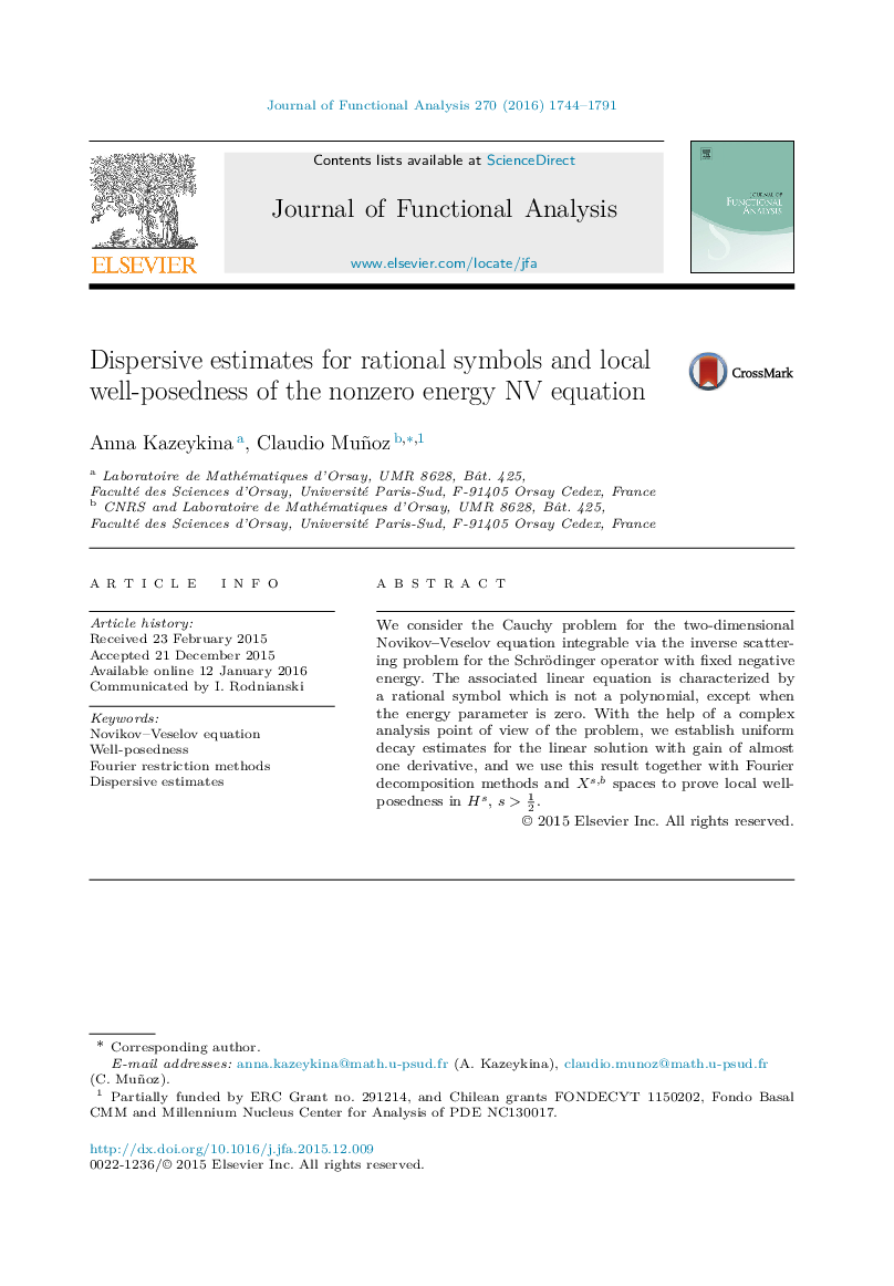 Dispersive estimates for rational symbols and local well-posedness of the nonzero energy NV equation