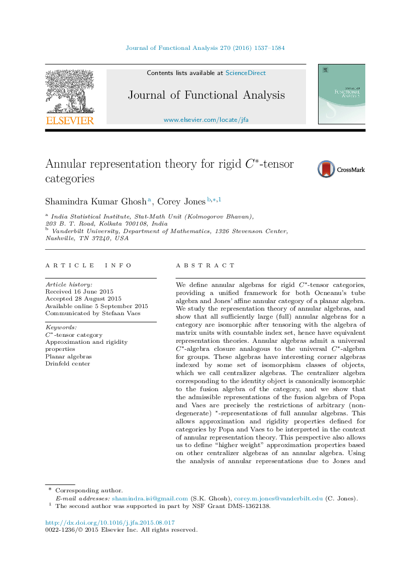 Annular representation theory for rigid C⁎-tensor categories