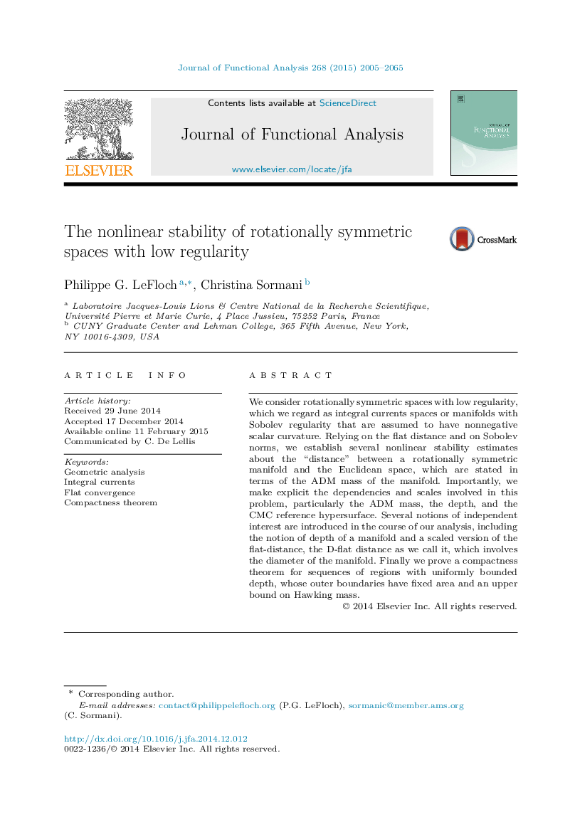 The nonlinear stability of rotationally symmetric spaces with low regularity