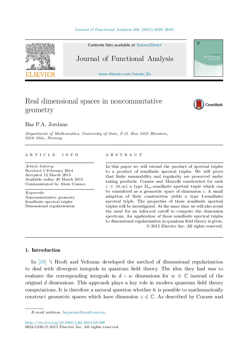 Real dimensional spaces in noncommutative geometry