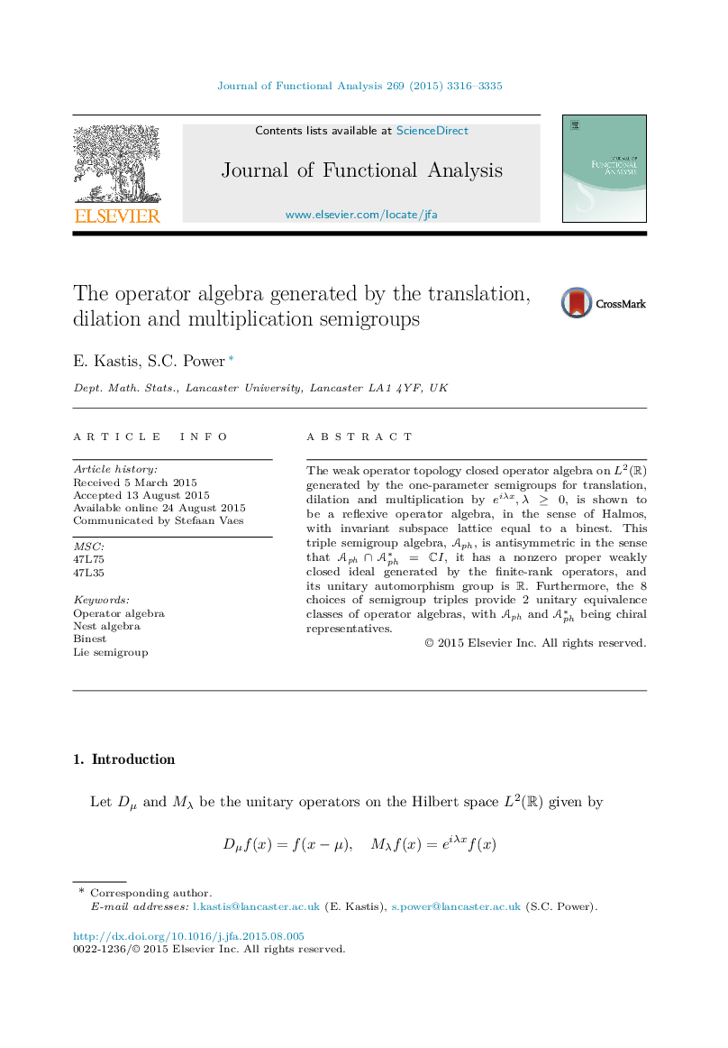 The operator algebra generated by the translation, dilation and multiplication semigroups