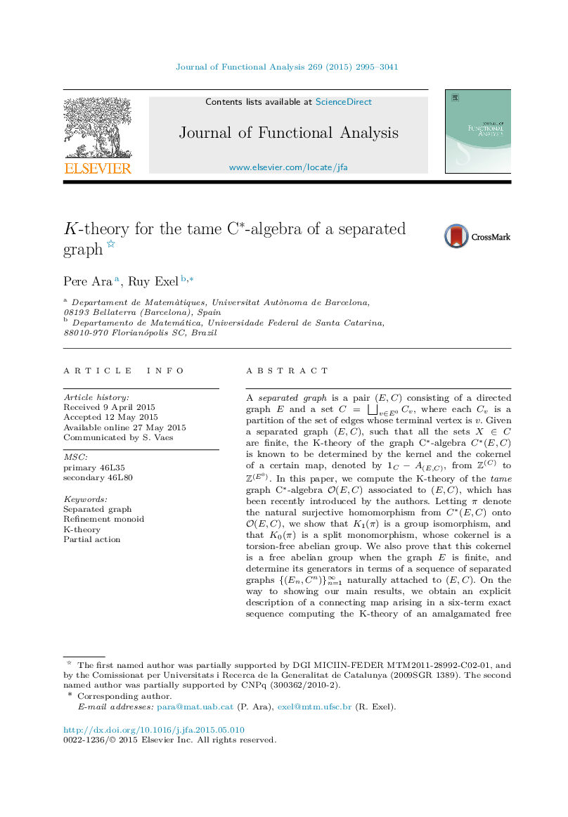 K-theory for the tame C⁎-algebra of a separated graph 