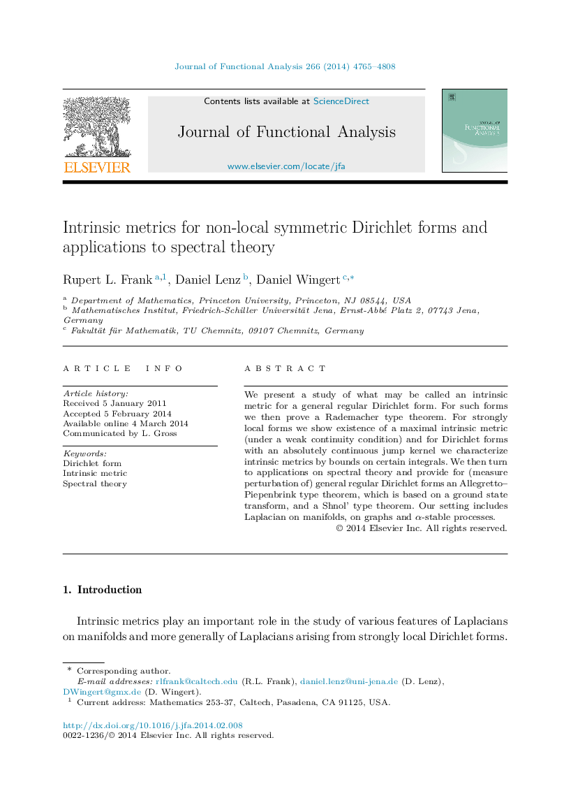 Intrinsic metrics for non-local symmetric Dirichlet forms and applications to spectral theory