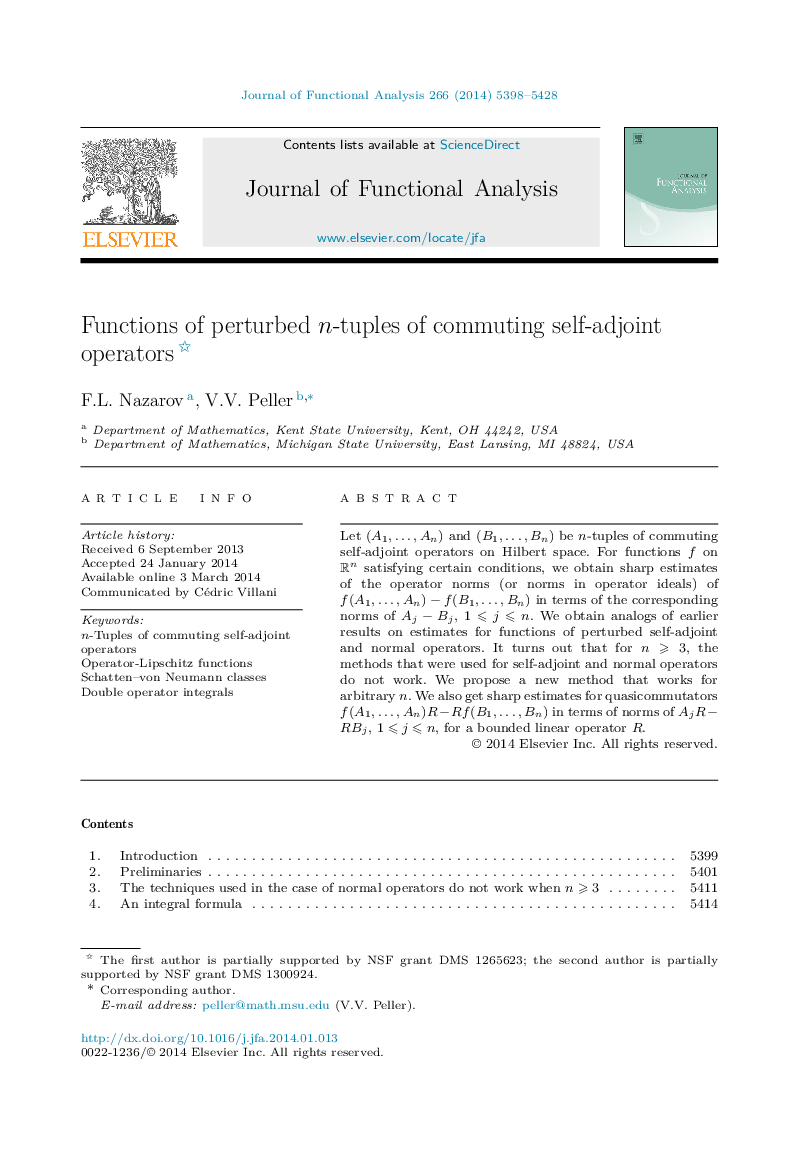 Functions of perturbed n-tuples of commuting self-adjoint operators