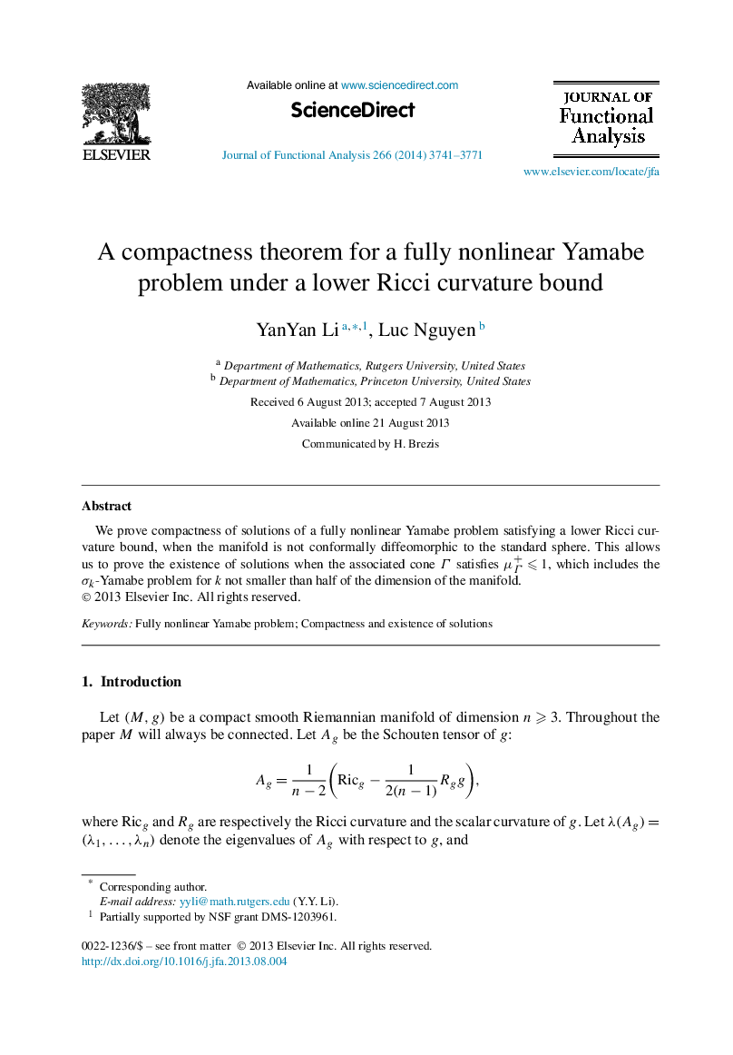 A compactness theorem for a fully nonlinear Yamabe problem under a lower Ricci curvature bound