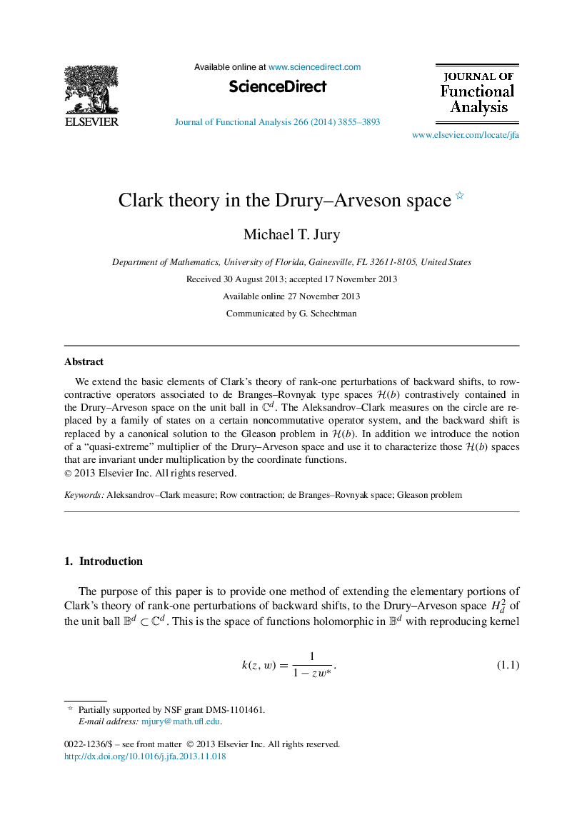 Clark theory in the Drury–Arveson space 