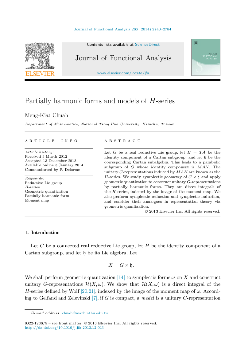 Partially harmonic forms and models of H-series