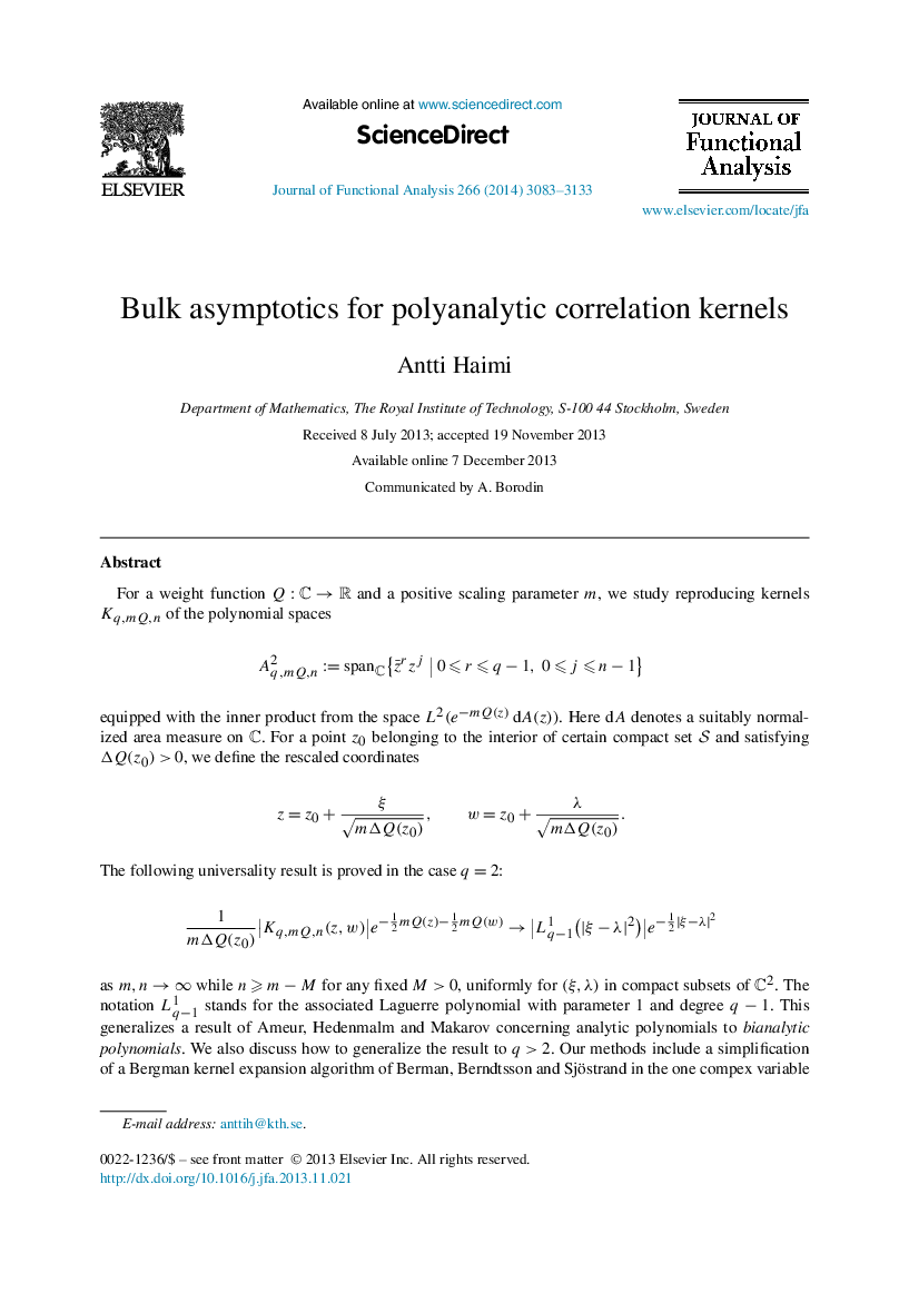 Bulk asymptotics for polyanalytic correlation kernels