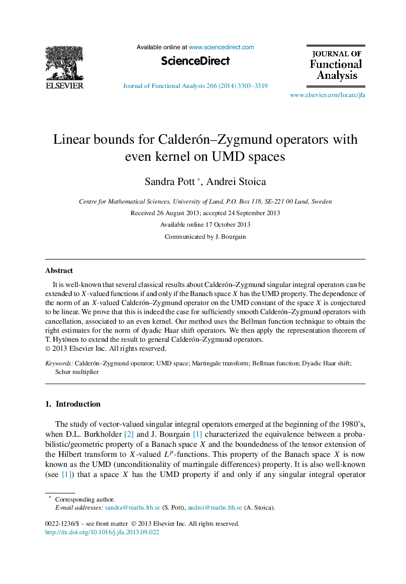 Linear bounds for Calderón–Zygmund operators with even kernel on UMD spaces