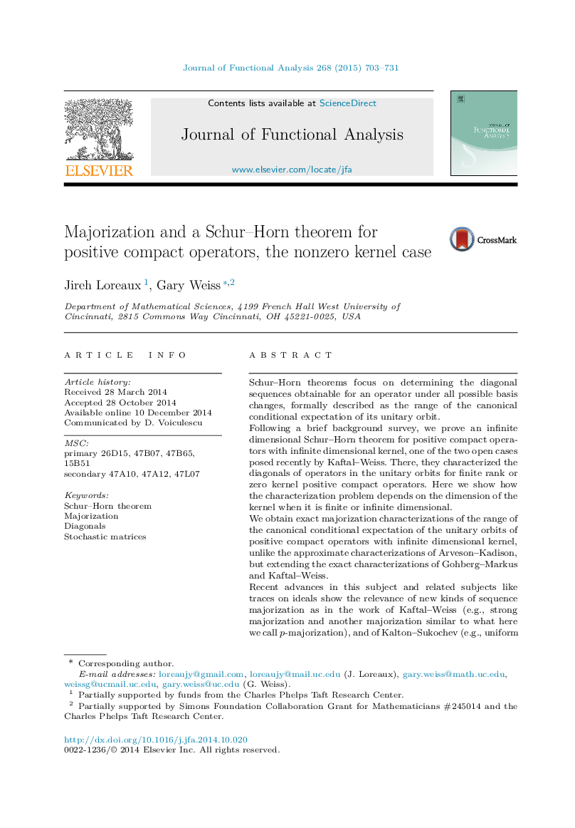 Majorization and a Schur–Horn theorem for positive compact operators, the nonzero kernel case