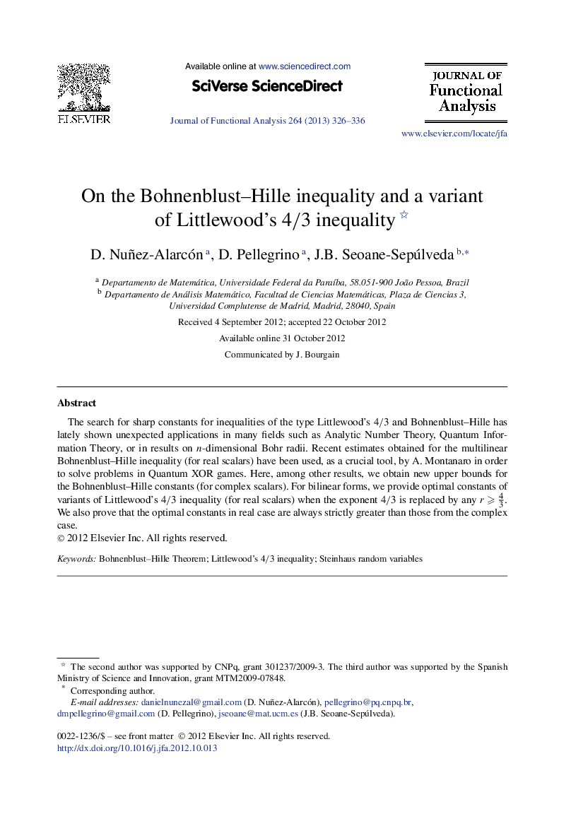 On the Bohnenblust–Hille inequality and a variant of Littlewoodʼs 4/3 inequality 