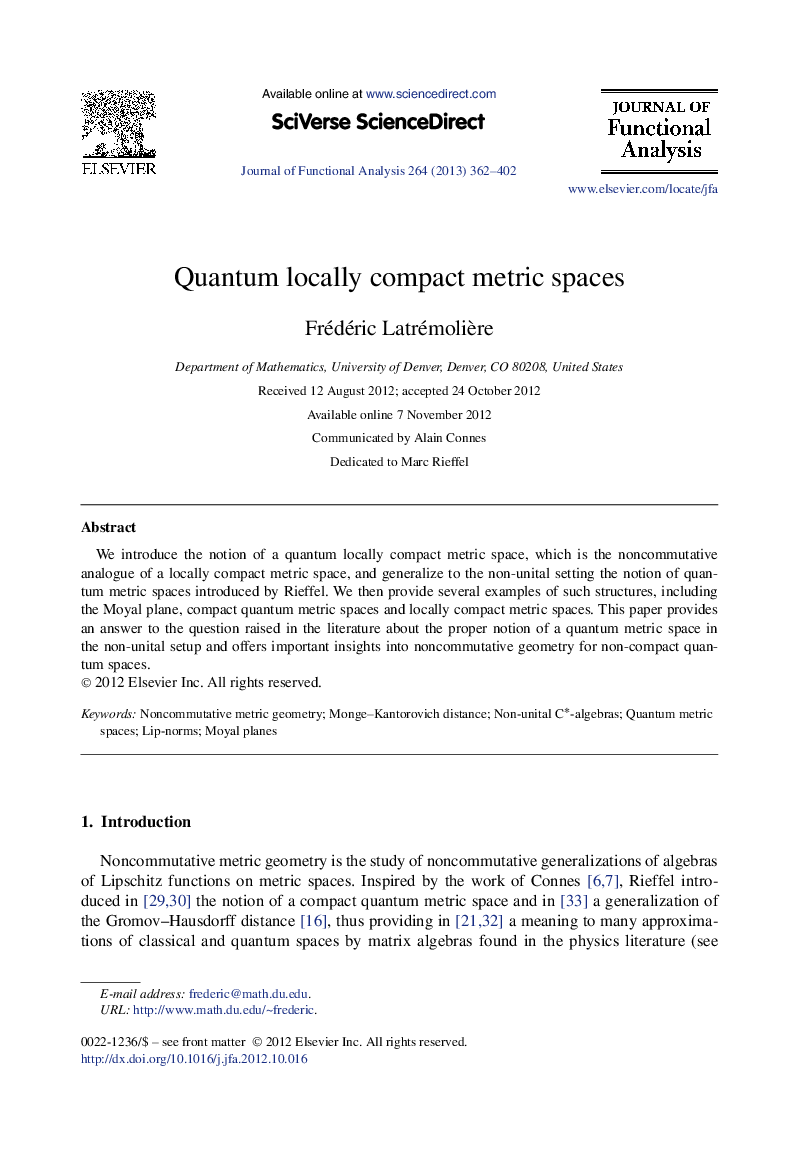 Quantum locally compact metric spaces