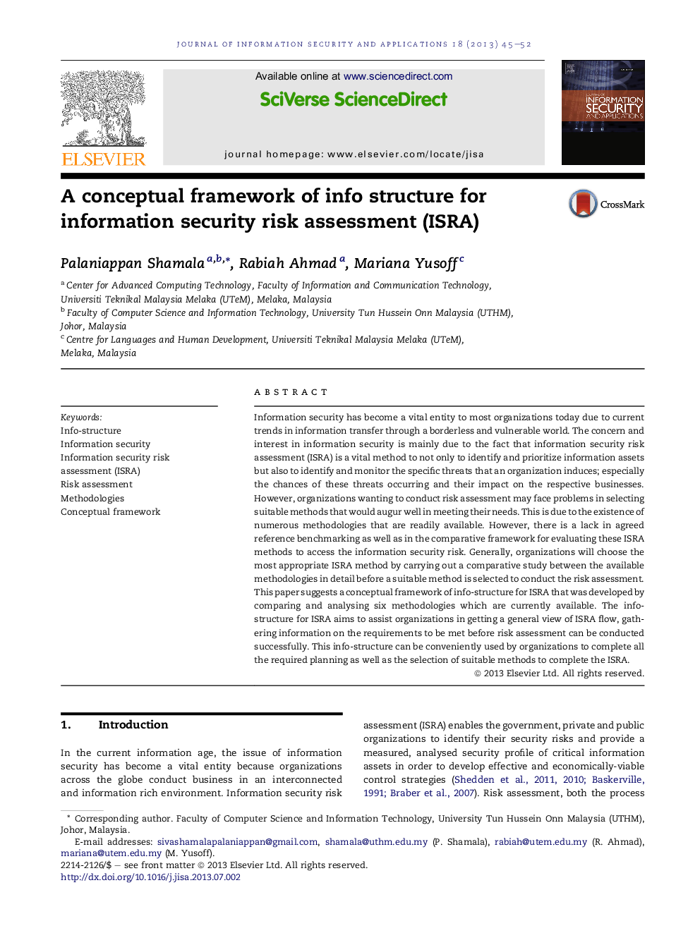 A conceptual framework of info structure for information security risk assessment (ISRA)