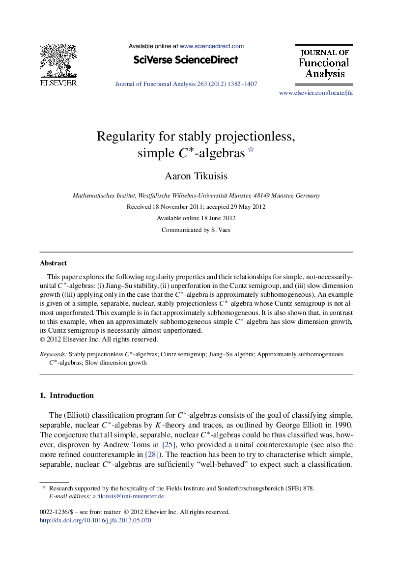 Regularity for stably projectionless, simple C⁎-algebras 
