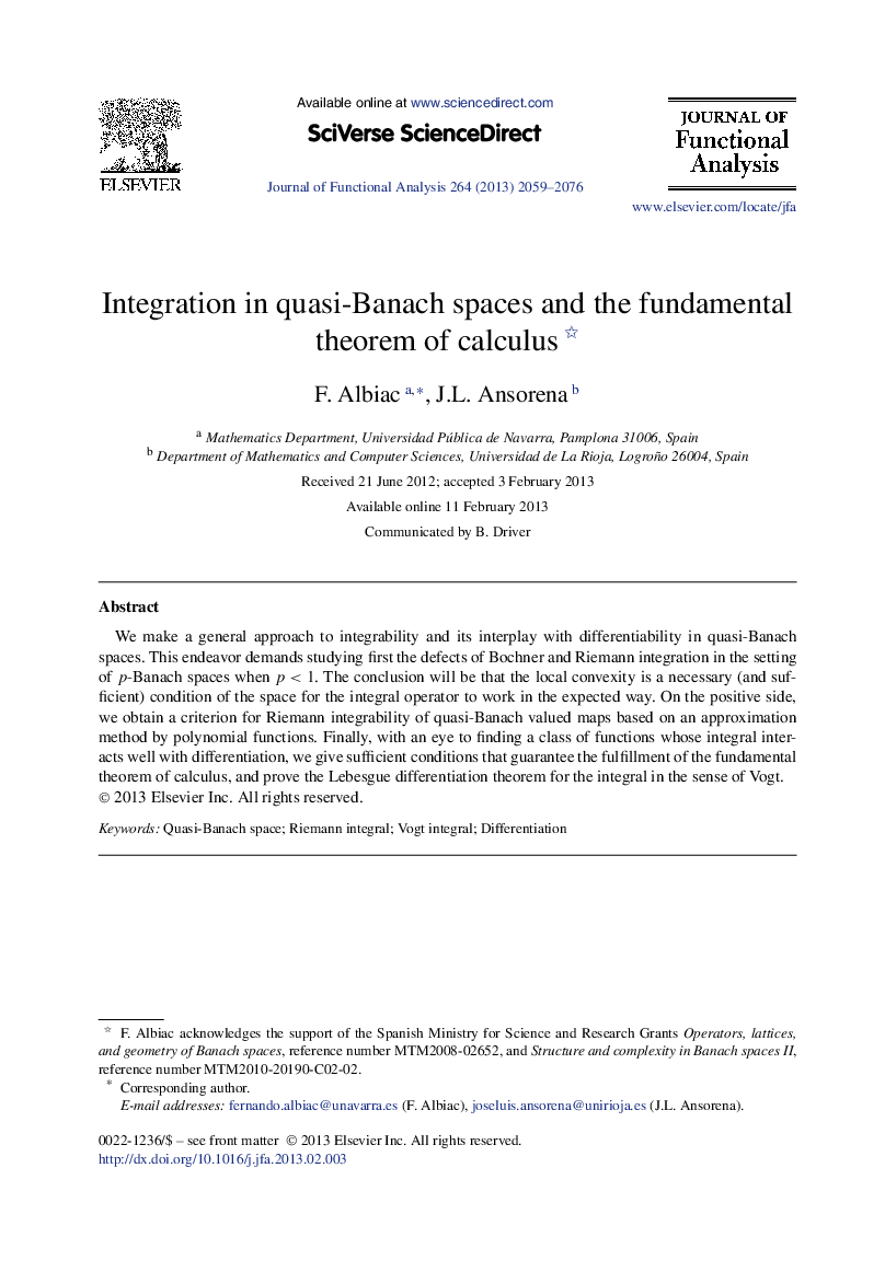 Integration in quasi-Banach spaces and the fundamental theorem of calculus 