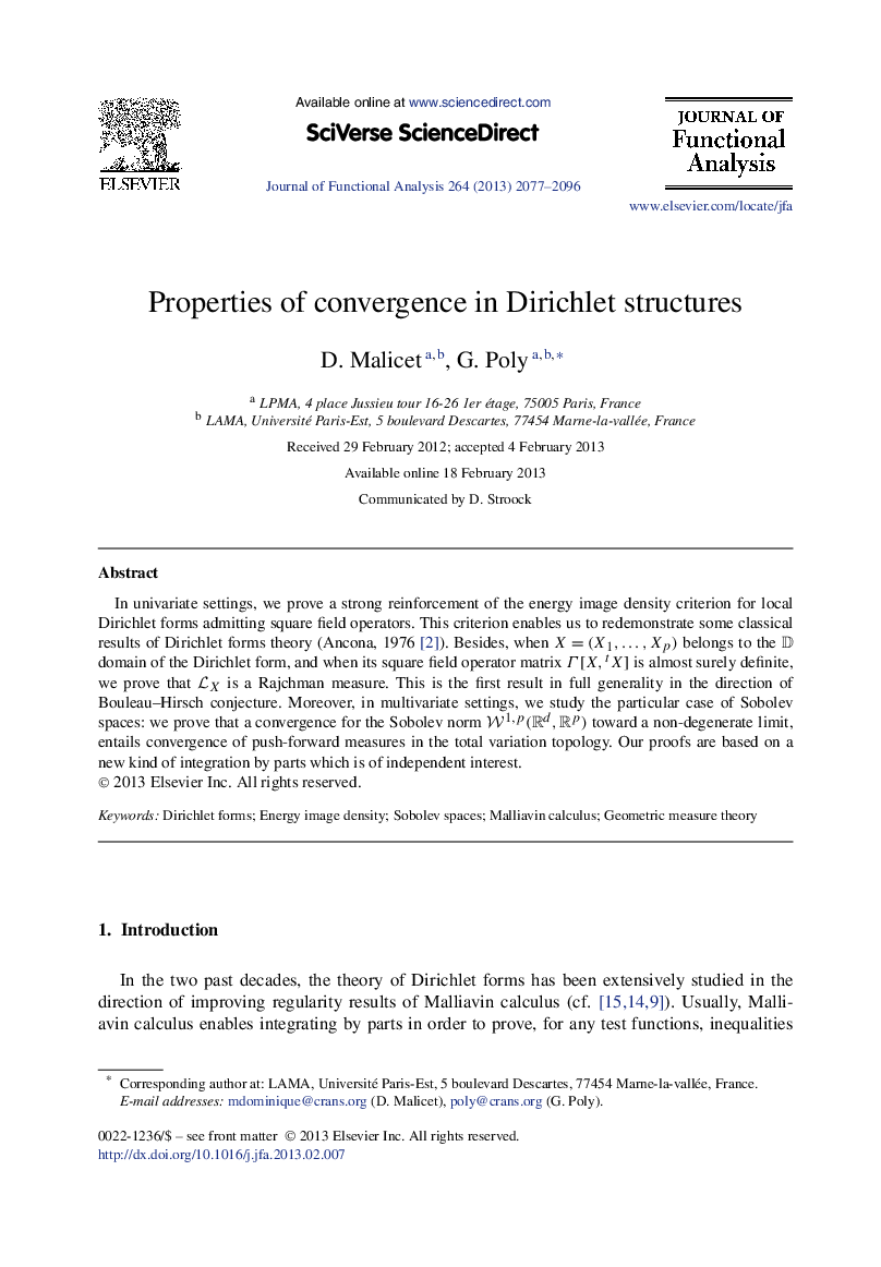 Properties of convergence in Dirichlet structures