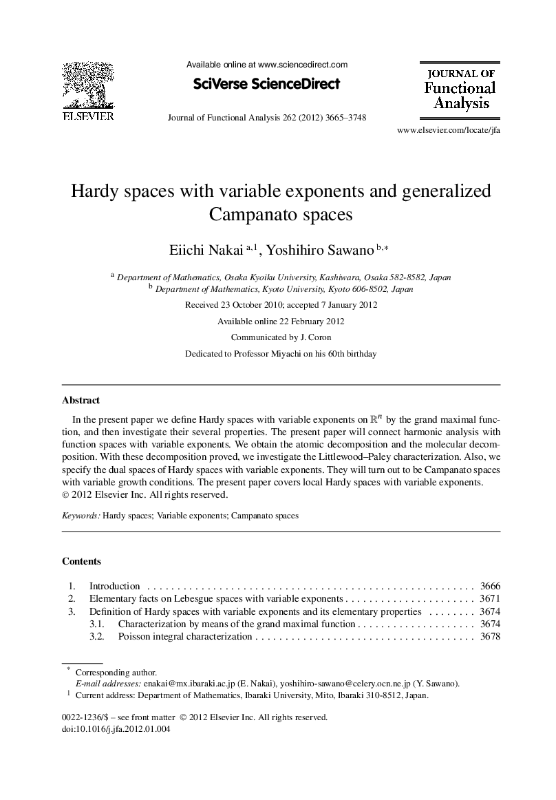 Hardy spaces with variable exponents and generalized Campanato spaces