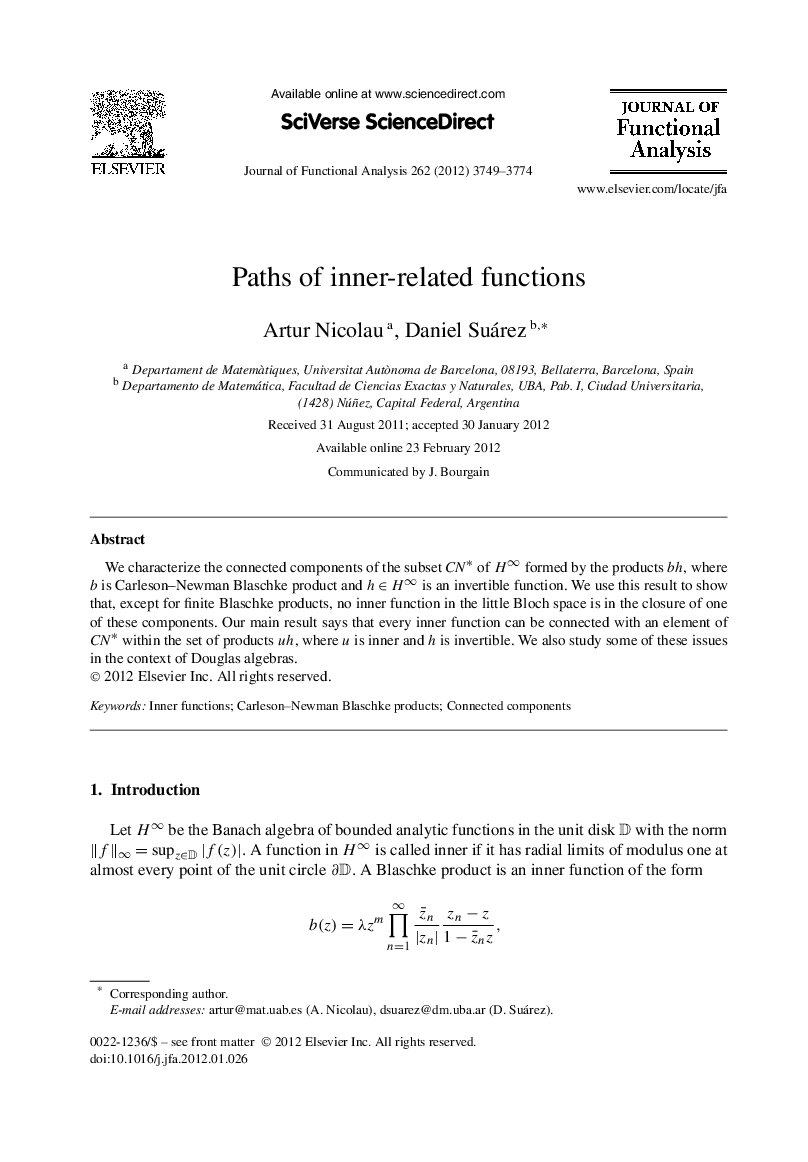 Paths of inner-related functions