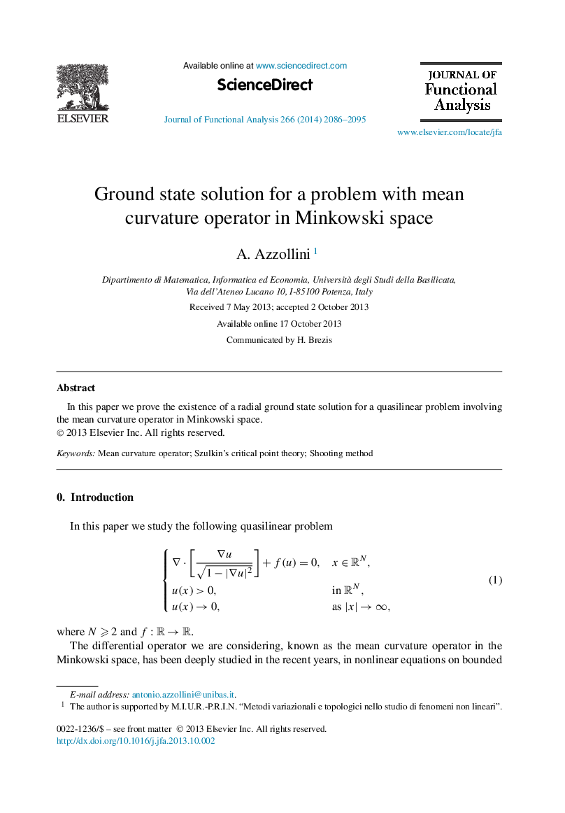 Ground state solution for a problem with mean curvature operator in Minkowski space