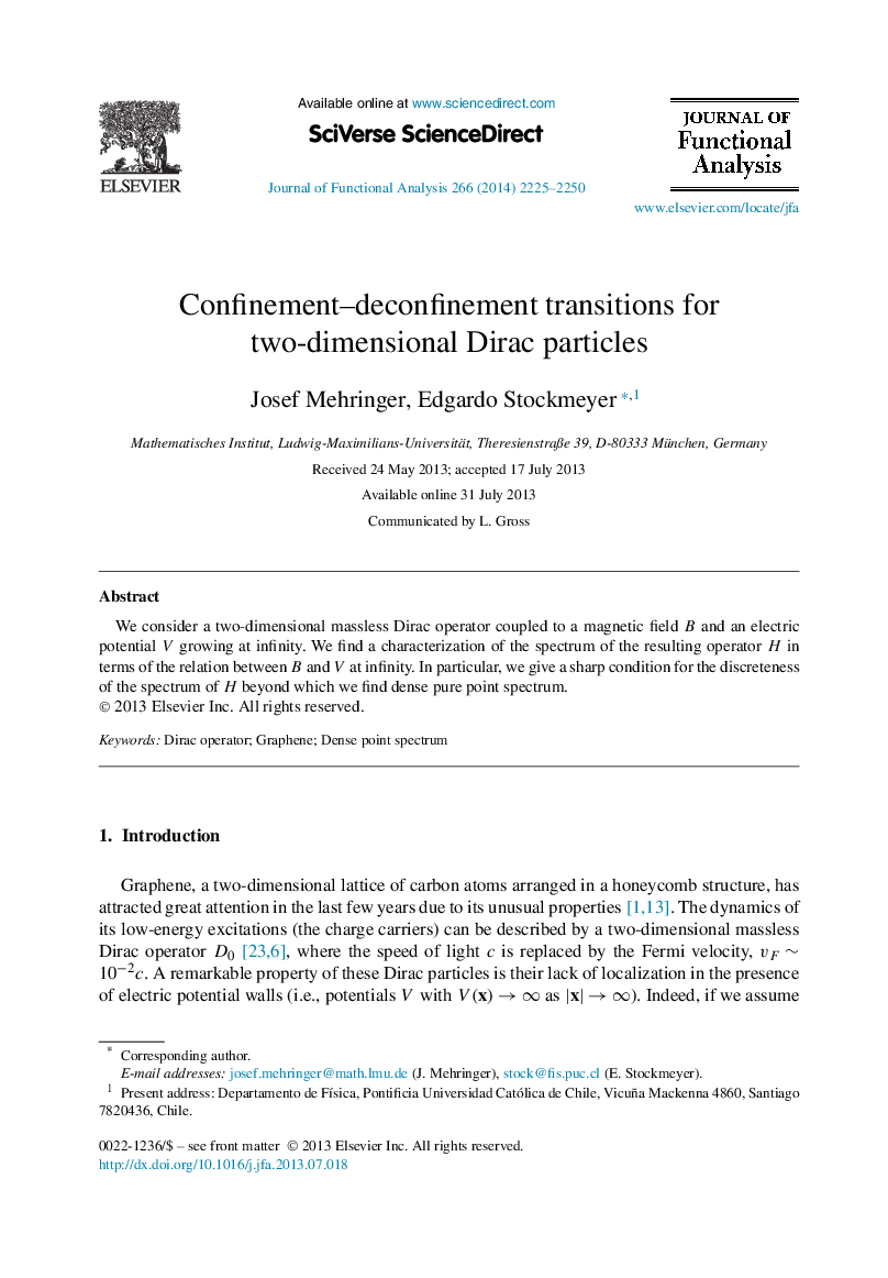 Confinement-deconfinement transitions for two-dimensional Dirac particles