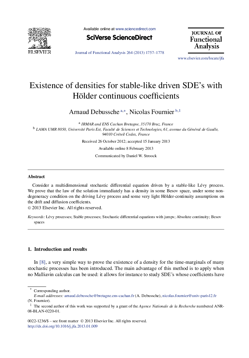 Existence of densities for stable-like driven SDEʼs with Hölder continuous coefficients