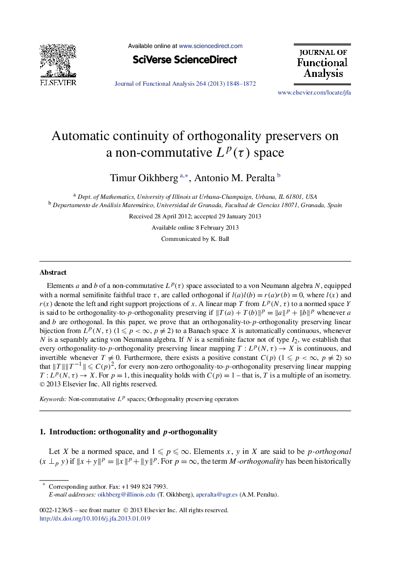 Automatic continuity of orthogonality preservers on a non-commutative Lp(τ) space