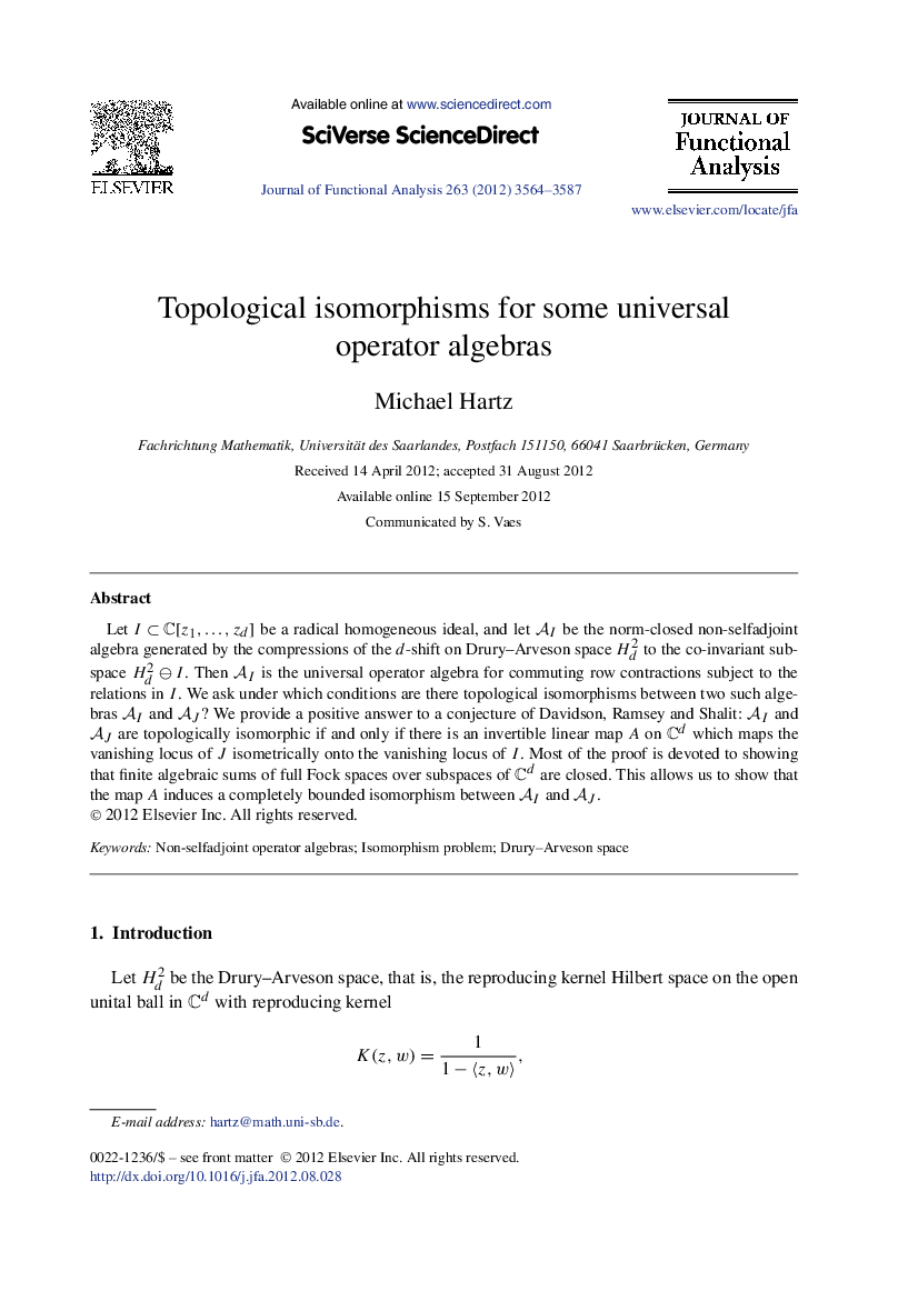 Topological isomorphisms for some universal operator algebras