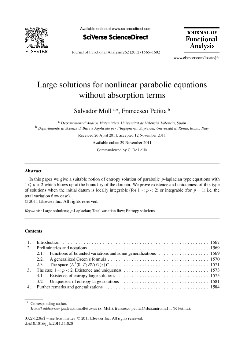 Large solutions for nonlinear parabolic equations without absorption terms