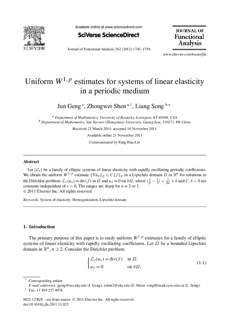 Uniform W1,p estimates for systems of linear elasticity in a periodic medium