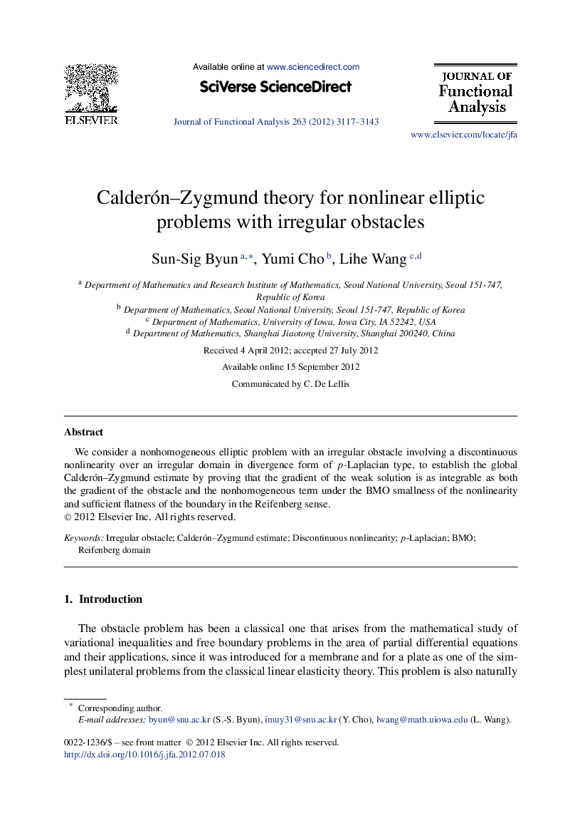 Calderón–Zygmund theory for nonlinear elliptic problems with irregular obstacles