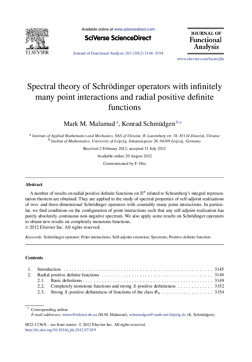 Spectral theory of Schrödinger operators with infinitely many point interactions and radial positive definite functions