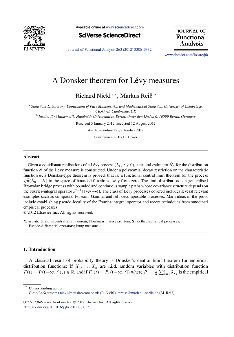 A Donsker theorem for Lévy measures