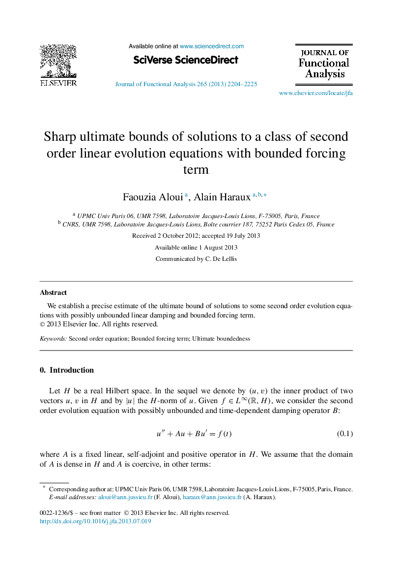 Sharp ultimate bounds of solutions to a class of second order linear evolution equations with bounded forcing term