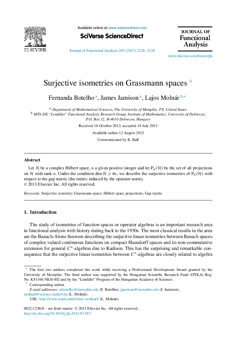 Surjective isometries on Grassmann spaces 