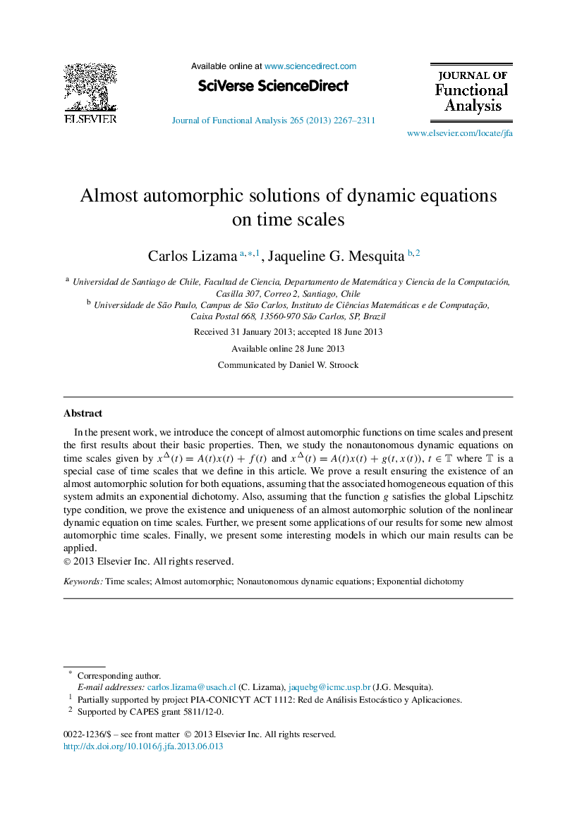 Almost automorphic solutions of dynamic equations on time scales