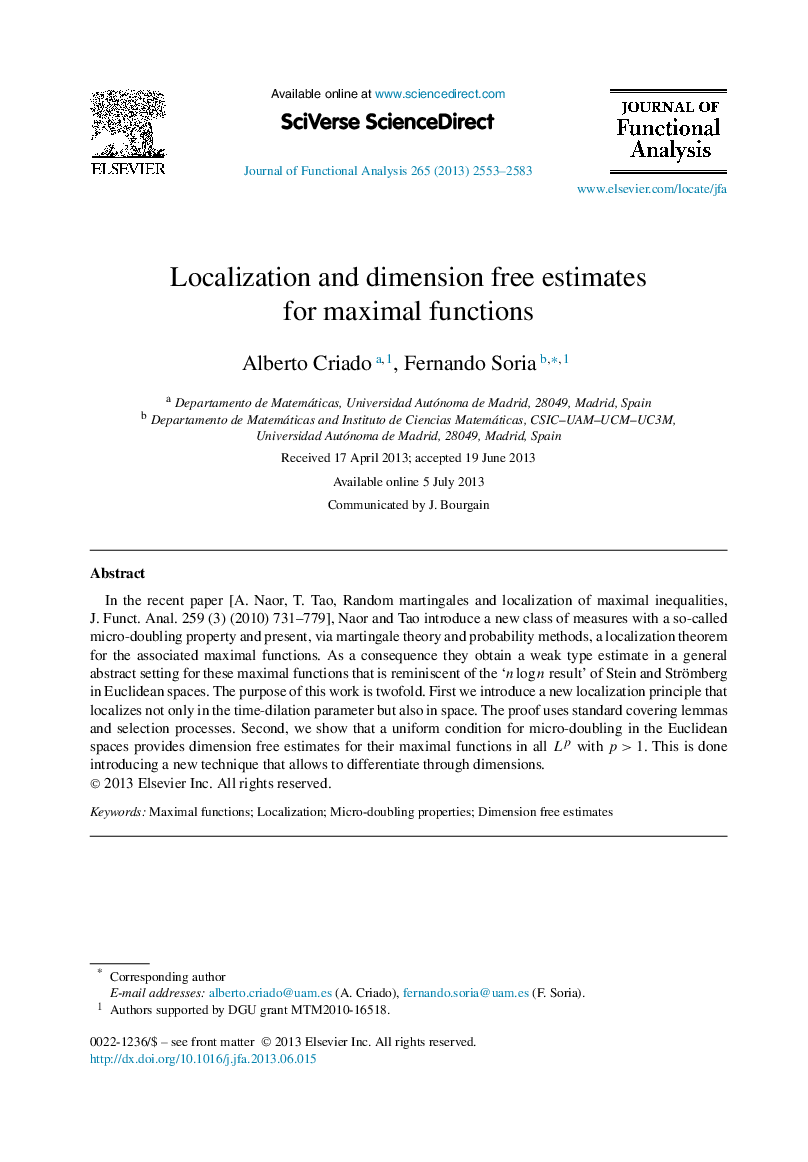 Localization and dimension free estimates for maximal functions