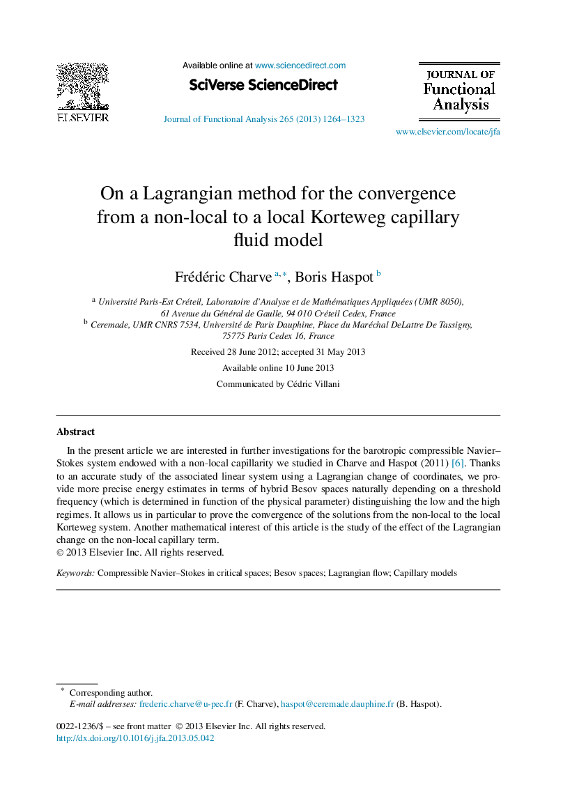 On a Lagrangian method for the convergence from a non-local to a local Korteweg capillary fluid model
