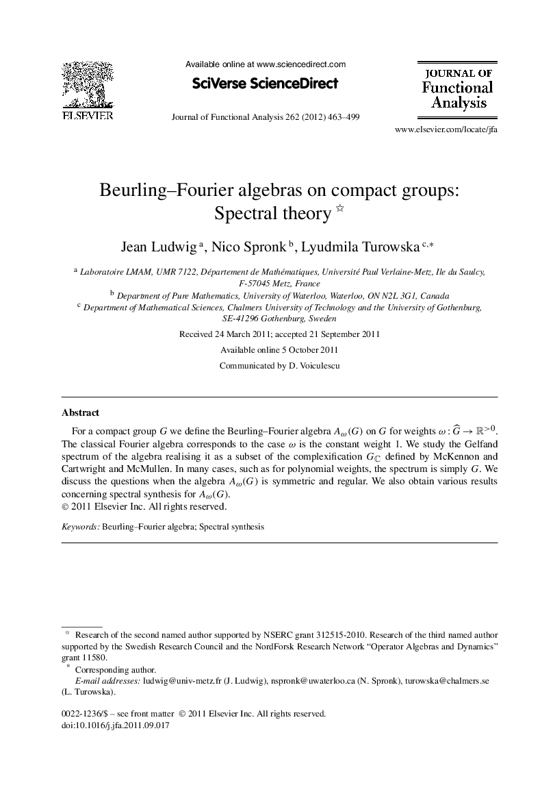 Beurling–Fourier algebras on compact groups: Spectral theory 