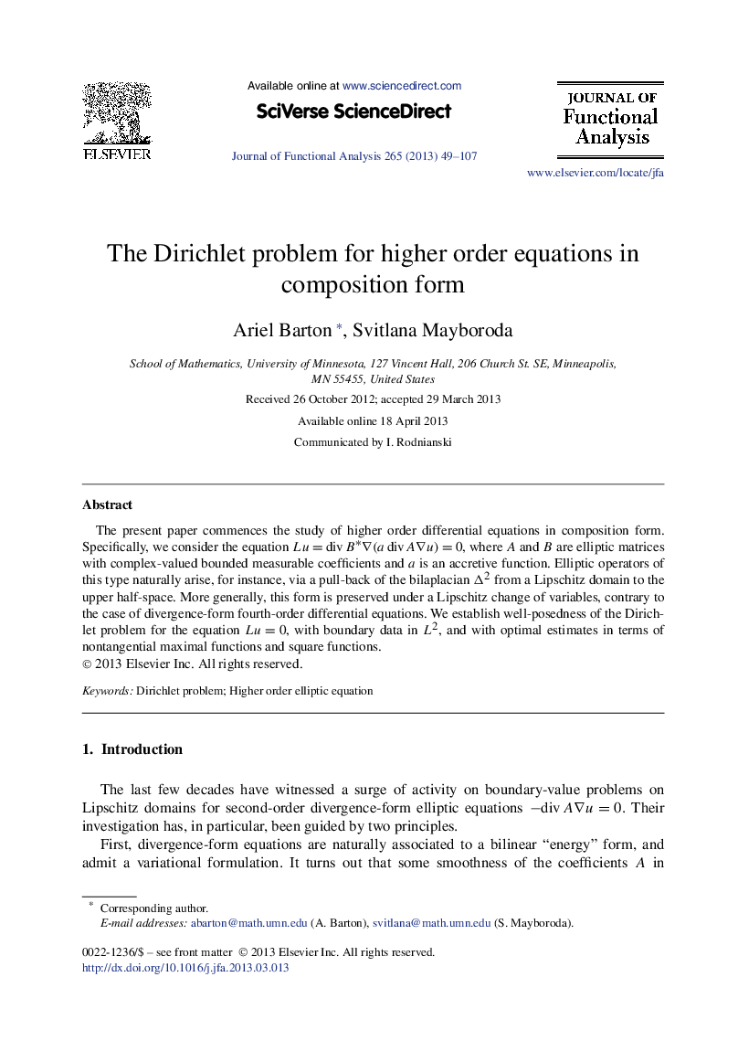 The Dirichlet problem for higher order equations in composition form