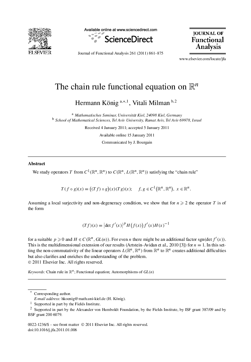 The chain rule functional equation on RnRn