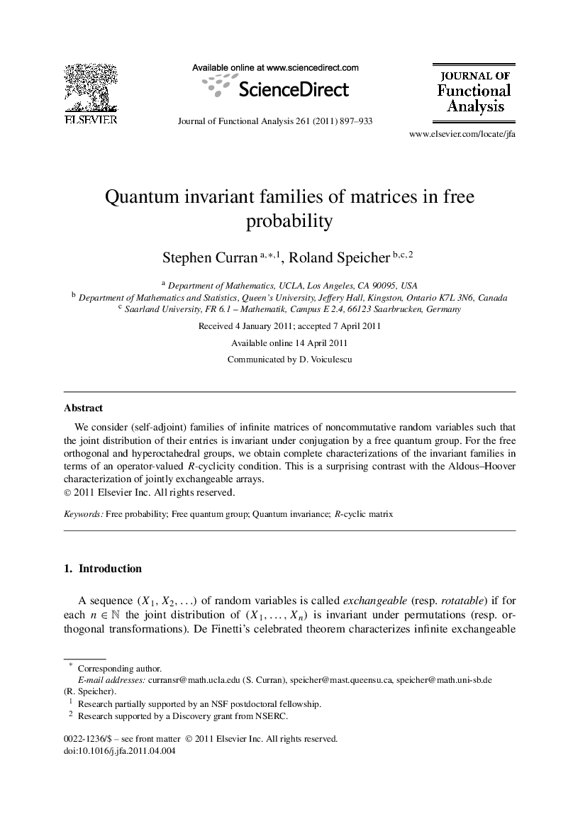 Quantum invariant families of matrices in free probability